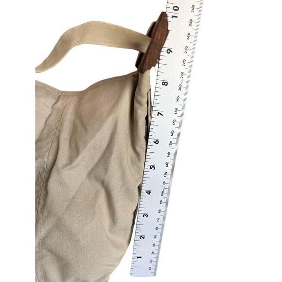 Khaki Purse, Handmade by Nana, Pockets, Mid Size, Wooden Handles - Picture 5 of 10